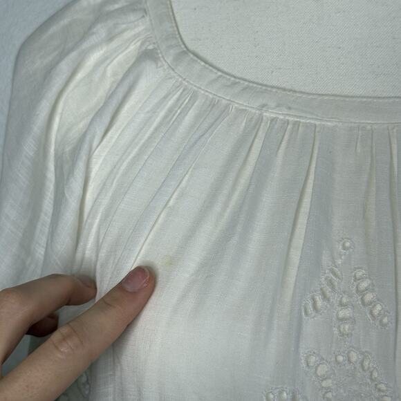 Free People White Eyelet Oversized Tunic Dress Boho Peasant Backless Large - Picture 6 of 10